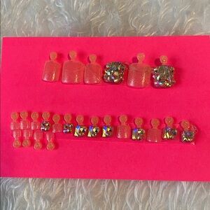 Pink and Iridescent Toe Nail Set